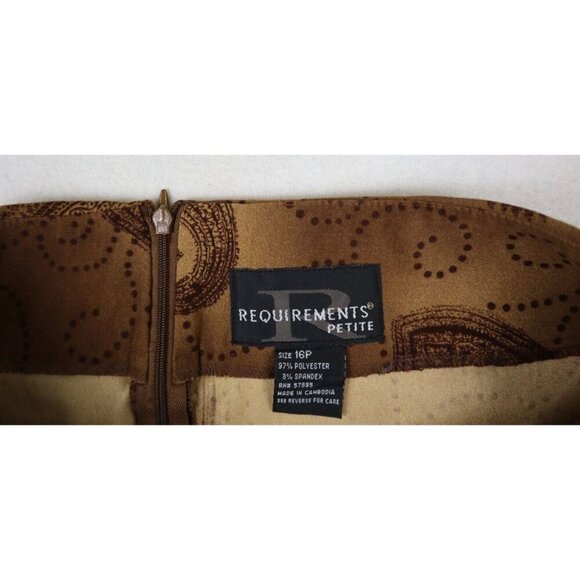 REQUIREMENTS - WOMEN'S BROWN & RED PRINT MIDI PENCIL SKIRT - SIZE 16P - Picture 4 of 6